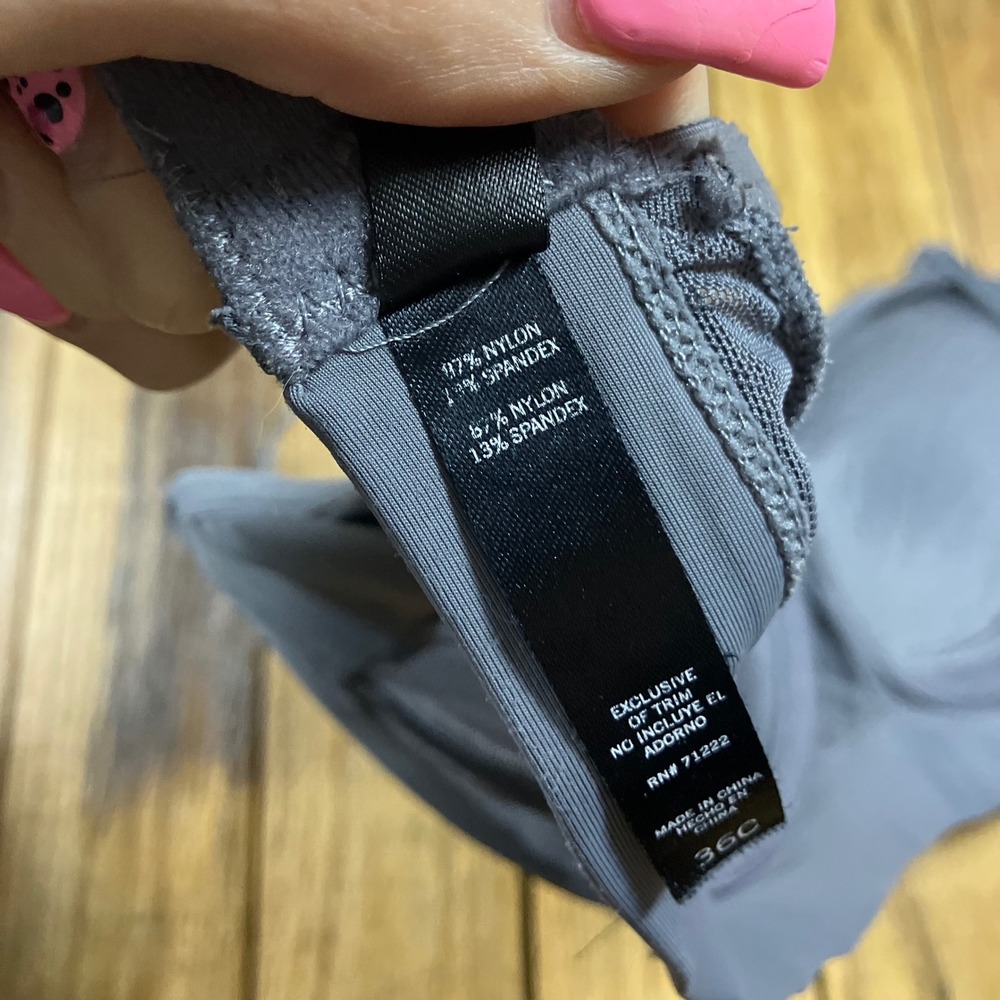 Steve Madden Womens Slate Grey Mesh Trim Bralette Bra 36C Adjustable Straps - Picture 3 of 6